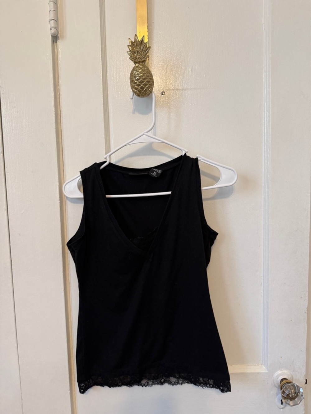 New York & Company Black Lace-Trim V-Neck Camisole